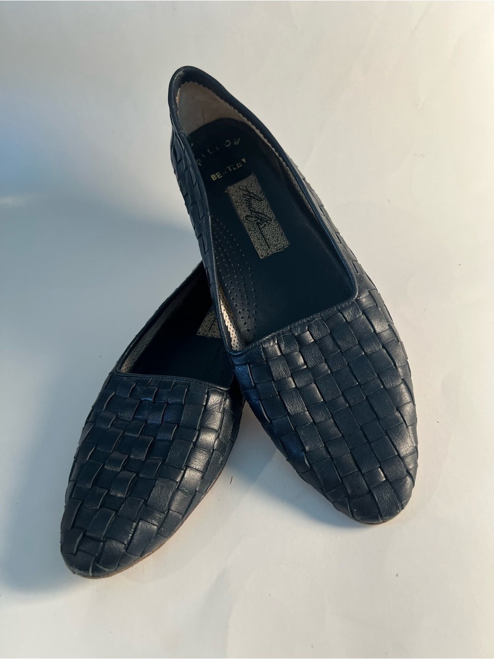 Vintage Amalfi Bentley Pillow Black Woven Leather Loafers Made in Italy